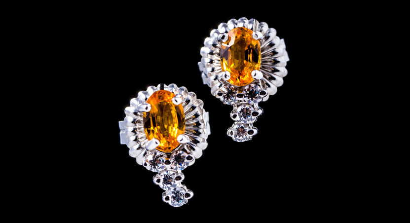 Silver with Yellow Sapphire and Zirconia Earring