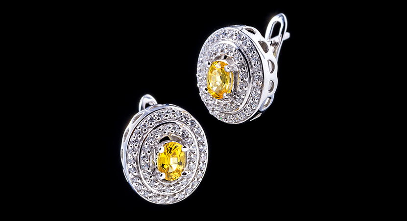 Silver with Yellow Sapphire and Zirconia Earring