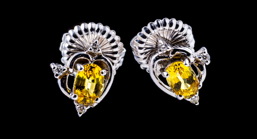 Silver with Yellow Sapphire and Zirconia Earring