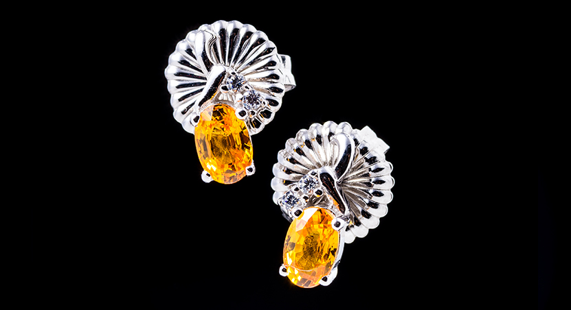 Silver with Yellow Sapphire and Zirconia Earring