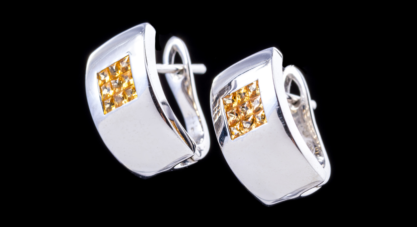 Silver with Yellow Sapphire Earring