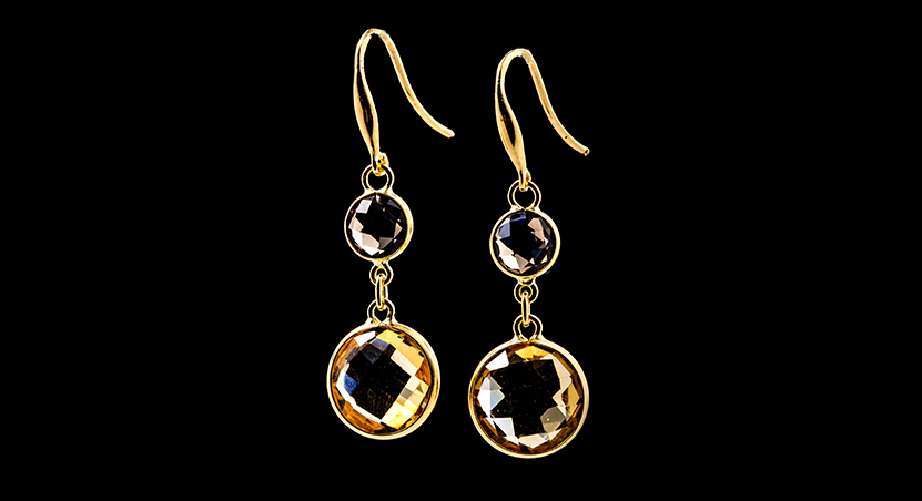 18K Yellow Gold with Multicolor Stones Earring