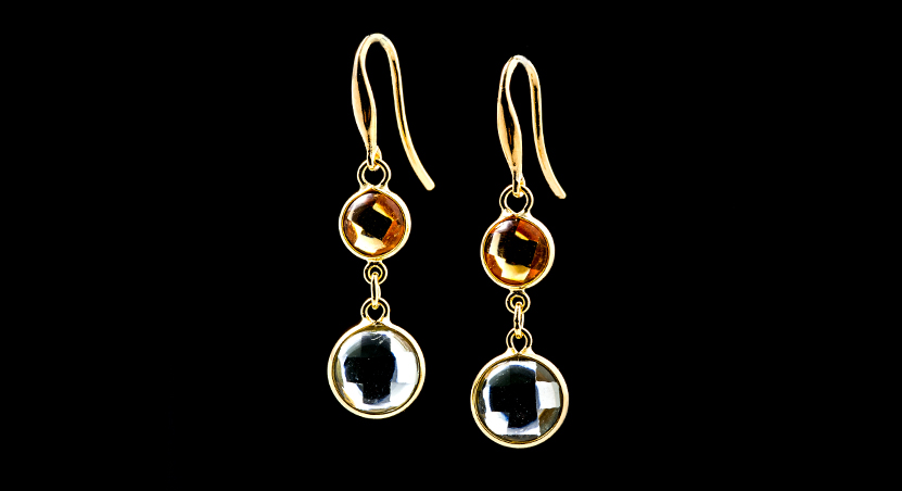 18K Yellow Gold with Multicolor Stones Earring