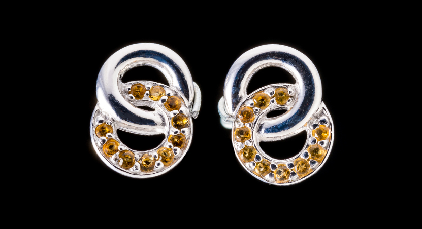 Silver with Citrine Earring