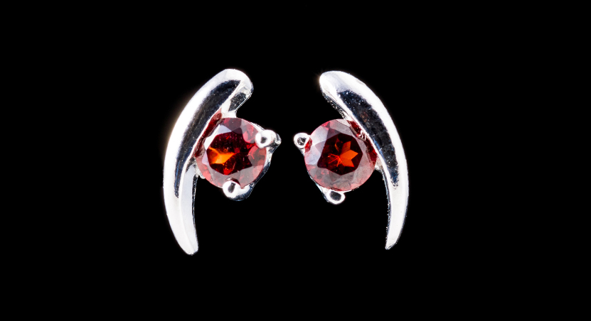 Silver with Garnet Earring