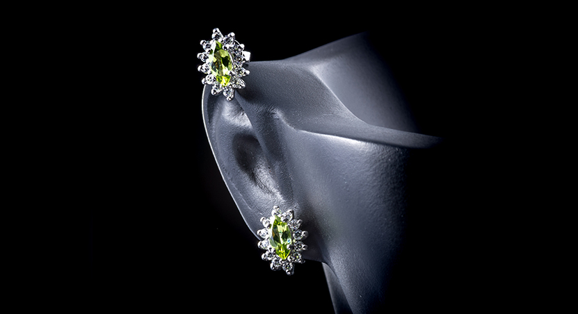 Silver with Peridot and Zirconia Earring
