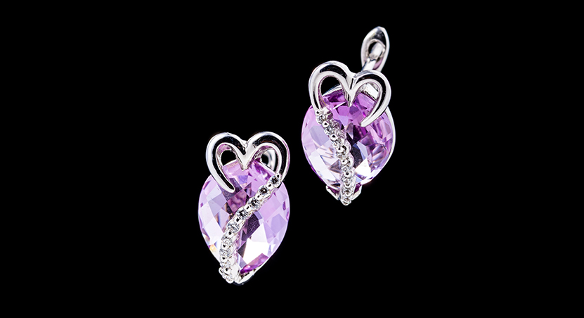Silver with Amethyst and Zirconia Earring