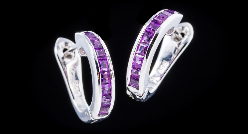 Silver with Amethyst Earring