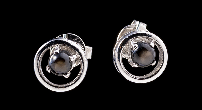 Silver with Black Star Sapphire Earring