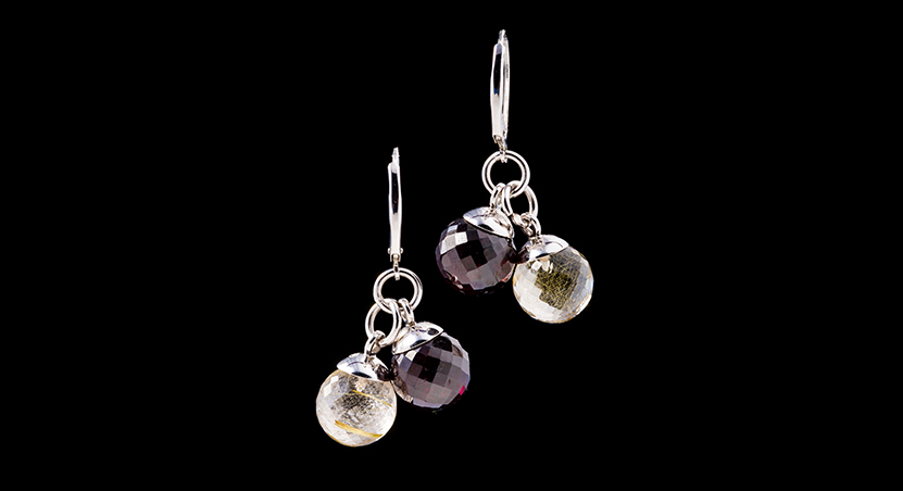 Silver with Garnet and Rutilite Earring