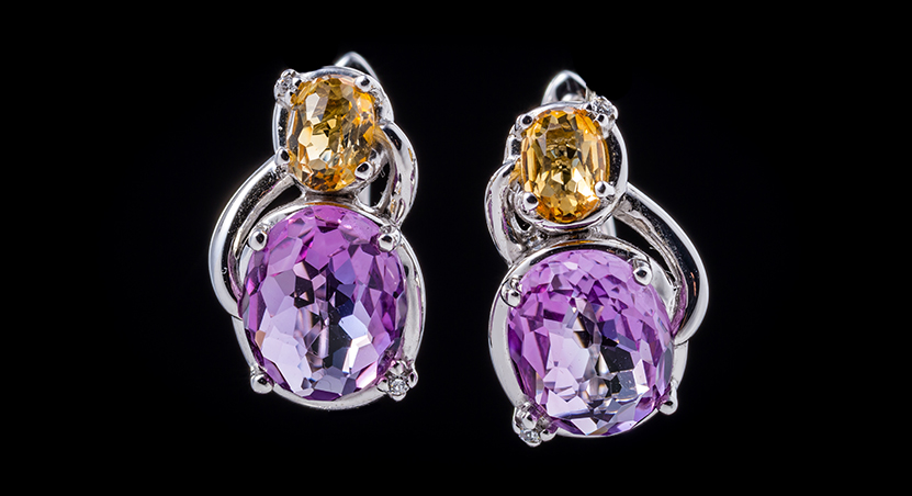 Silver with Amethyst and Citrine Earring
