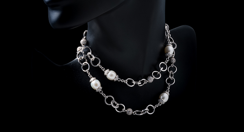 Silver with Fresh Water Pearl and Zirconia Necklace