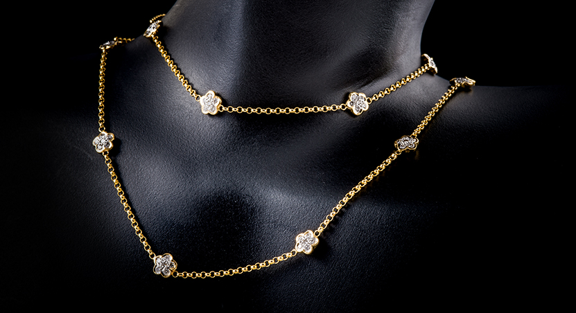 18K Yellow Gold with Diamond Necklace