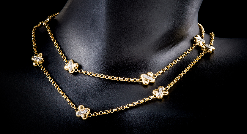 18K Yellow Gold with Diamond Necklace