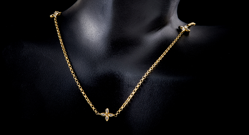 18K Yellow Gold with Diamond Necklace