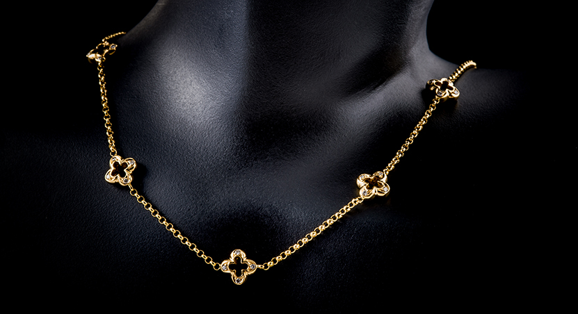 18K Yellow Gold with Diamond Necklace