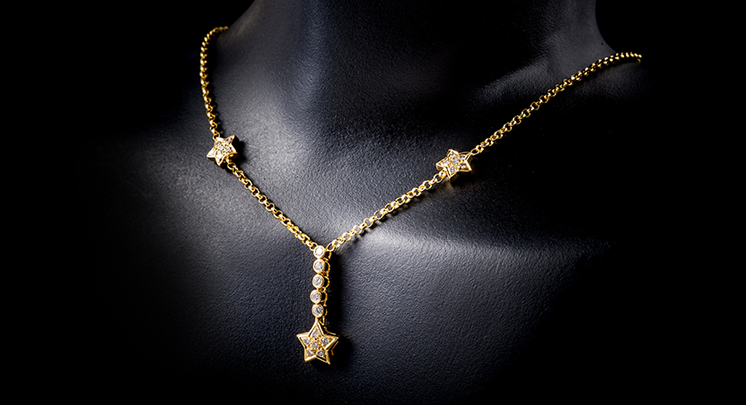 18K Yellow Gold with Diamond Necklace