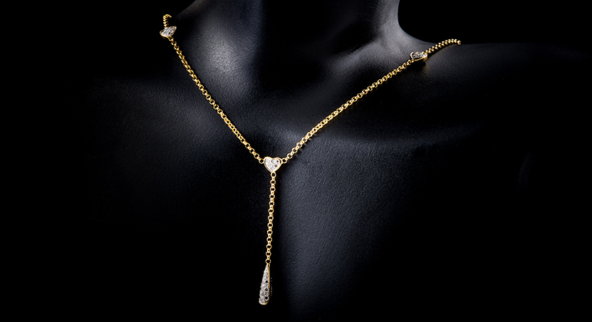 18K Yellow Gold with Diamond Necklace