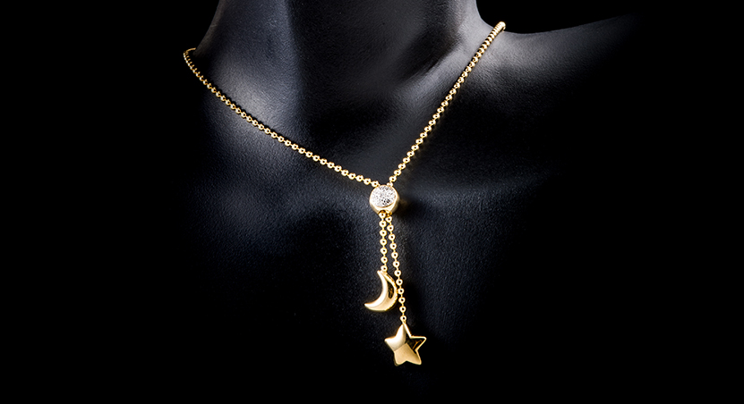 18K Yellow Gold with Diamond Necklace