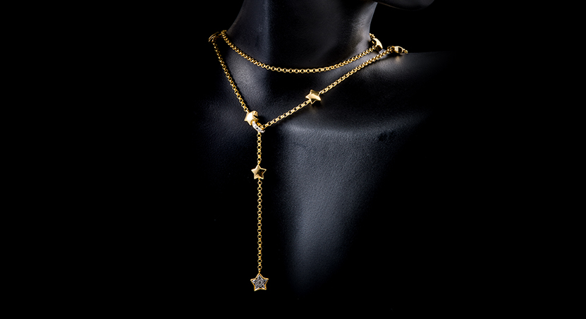 18K Yellow Gold with Diamond Necklace