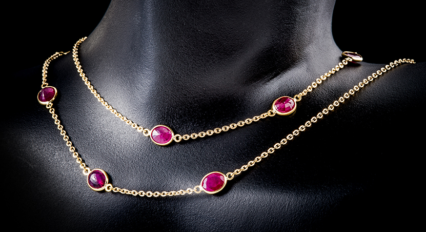 18K Yellow Gold with Ruby Necklace