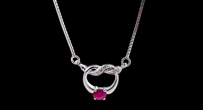 Silver with Ruby and Zirconia Necklace