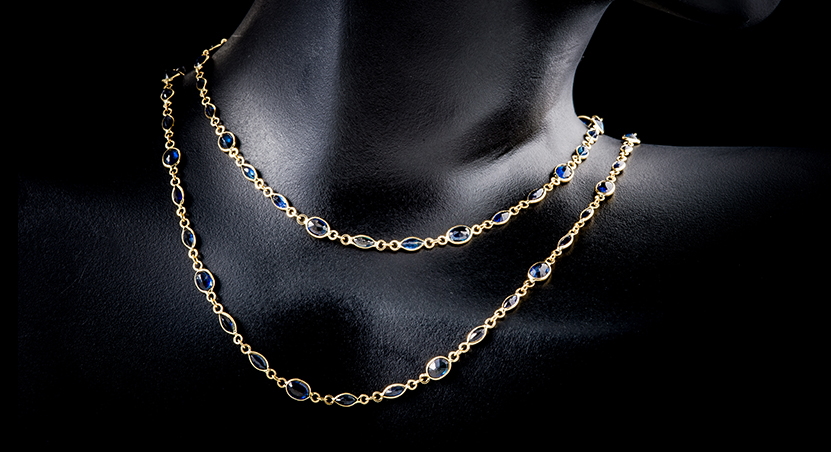 18K Yellow Gold with Sapphire Necklace