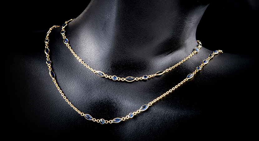 18K Yellow Gold with Sapphire Necklace
