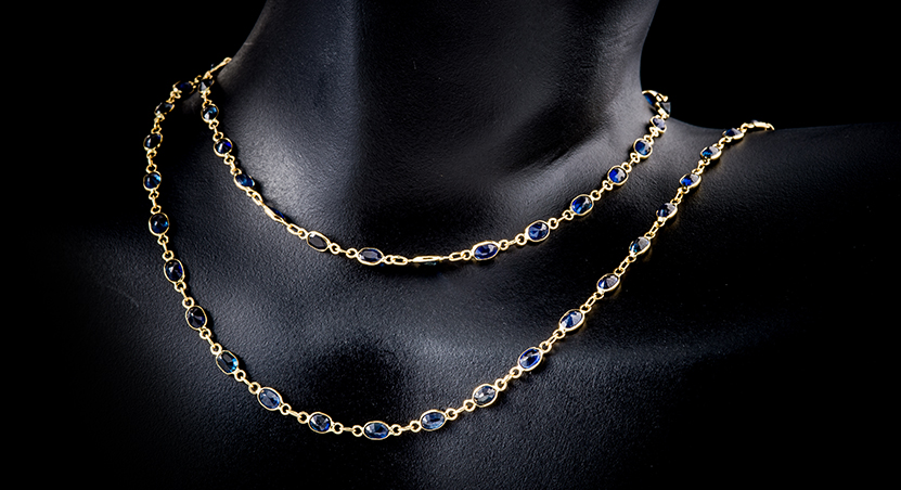 18K Yellow Gold with Sapphire Necklace