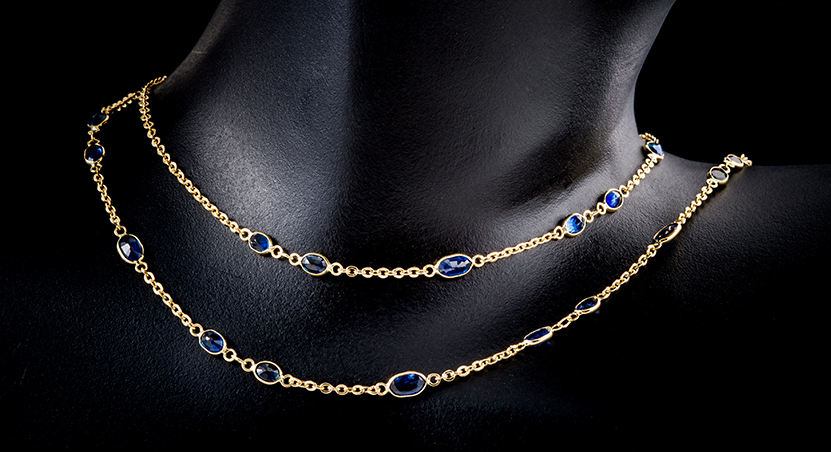 18K Yellow Gold with Sapphire Necklace