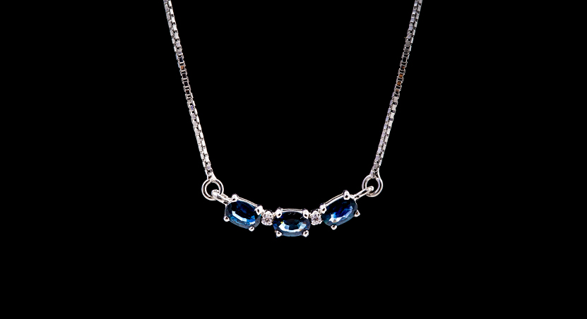 Silver with Sapphire and Zirconia Necklace
