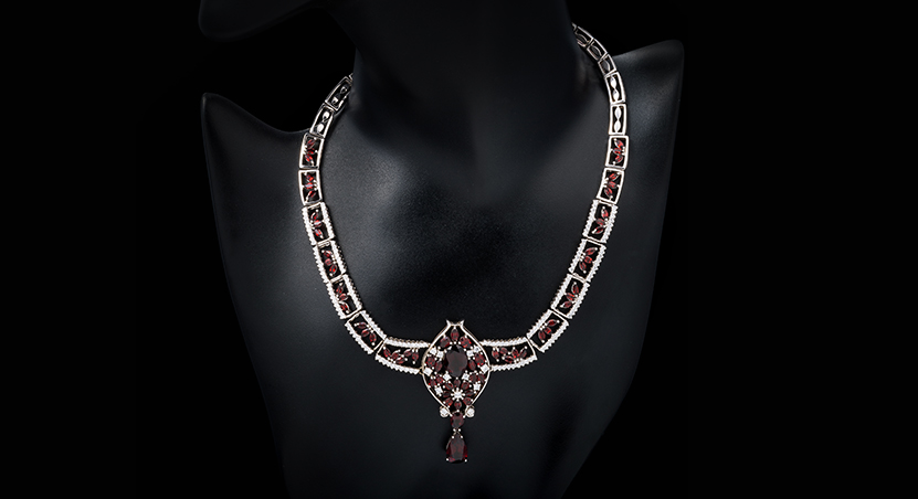 Silver with Garnet and Zirconia Necklace