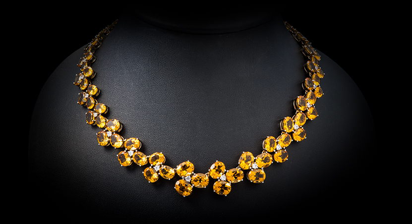 Silver with Citrine and Zirconia Necklace