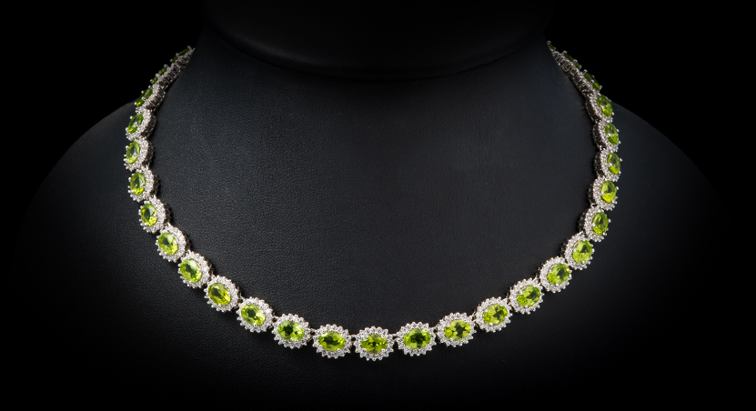 Silver with Peridot and Zirconia Necklace