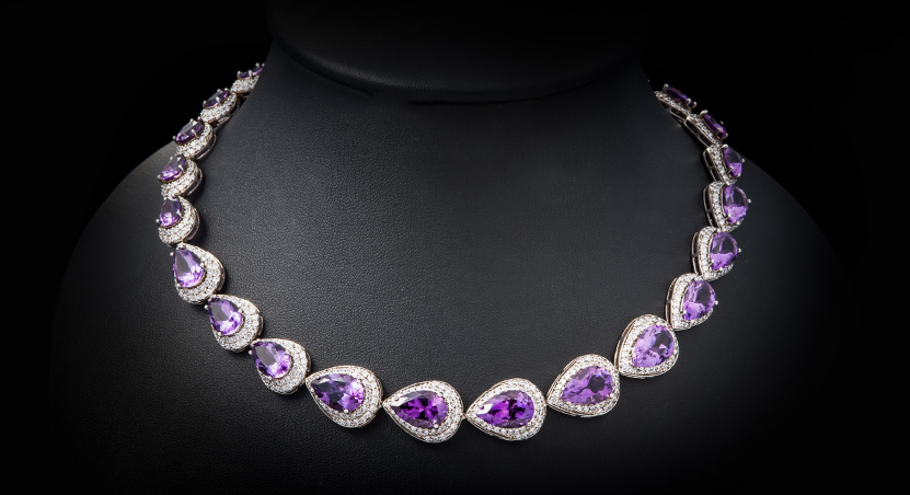Silver with Amethyst and Zirconia Necklace