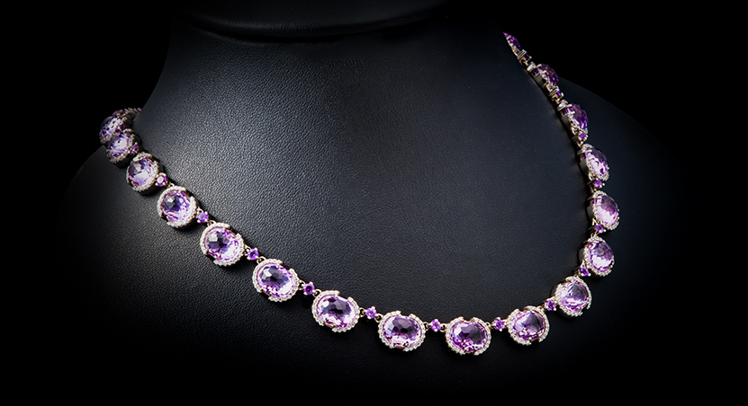Silver with Amethyst and Zirconia Necklace
