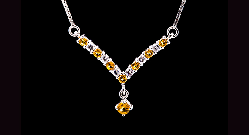 Silver with Citrine and Zirconia Necklace
