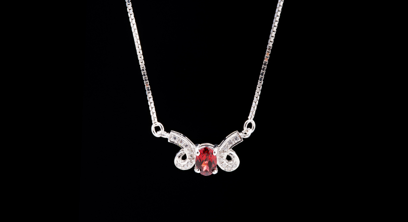 Silver with Garnet and Zirconia Necklace