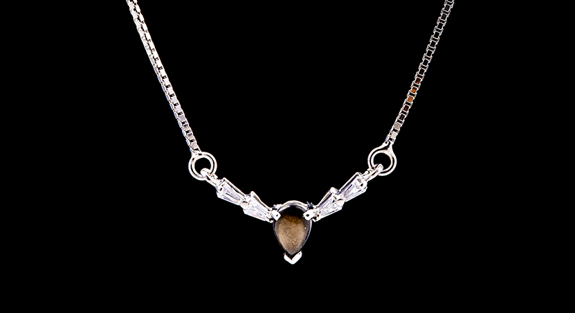 Silver with Black Star Sapphire and Zirconia Necklace