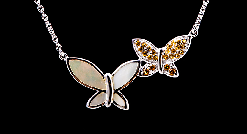 Silver with Citrine and Mother of Pearl Necklace